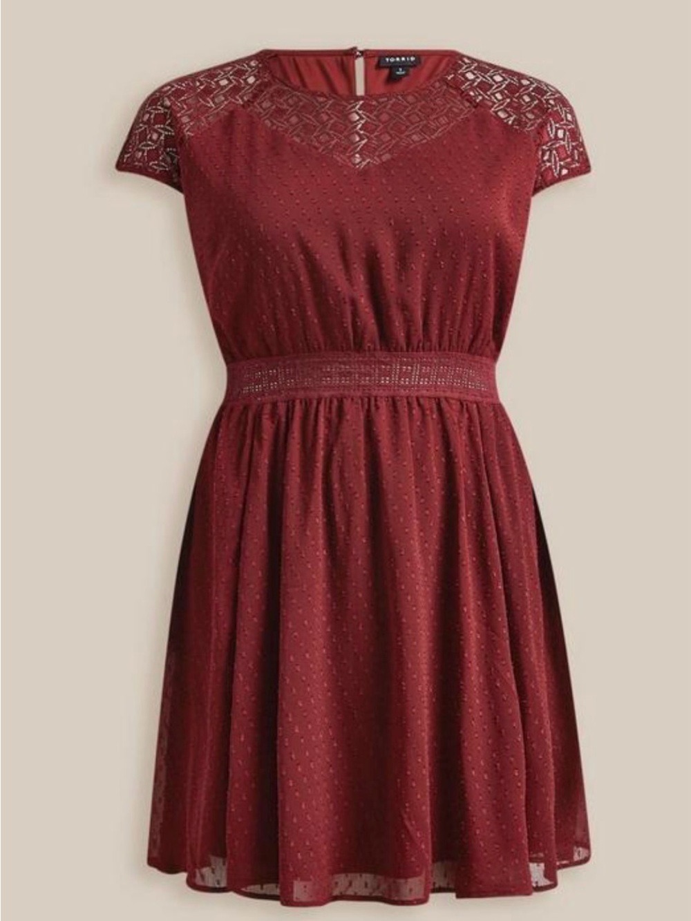 Torrid Mini Clip Dot Crochet Lace Skater Dress Size 0